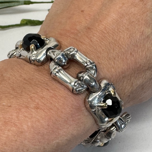 John Hardy Bamboo Link Black Onyx Bracelet .925/18K Gold - Picture 10 of 10